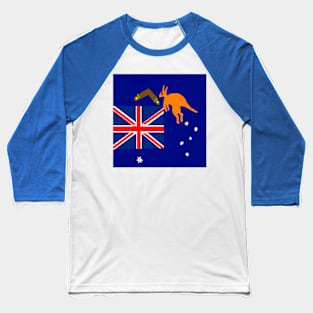 Sporty Australian Design on Blue Background Baseball T-Shirt